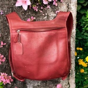 Coach Vtg Red Slim Hippie Backpack